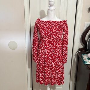 MICHAEL Michael Kors Red Floral Long Sleeve Dress